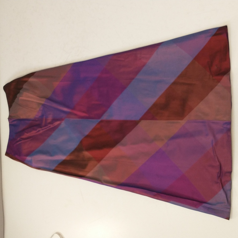 Silk Maxi Skirt Diagonal Stripe Colorful Pink Purple Copper 28Waist 39Hips 43Lng - Picture 9 of 13